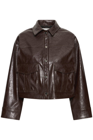 Cropped Faux Leather Jacket