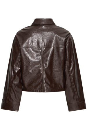 Cropped Faux Leather Jacket