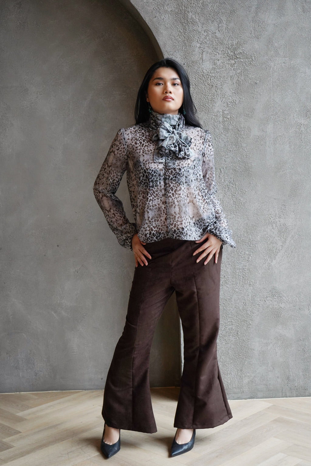 Suede Flare Trousers