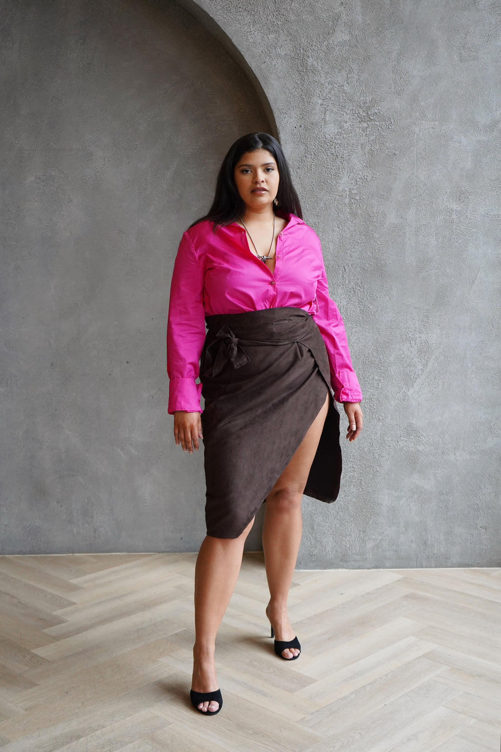 Suede Wrap Skirt