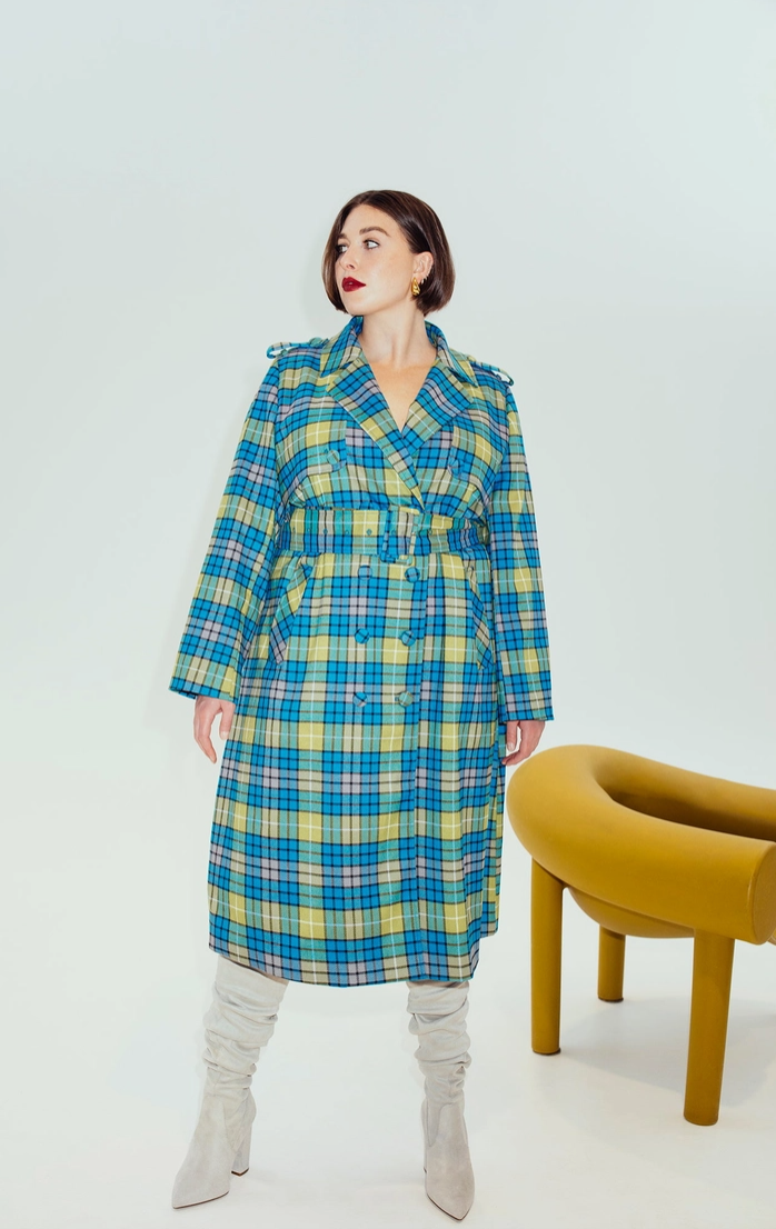 Eliza Plaid Trench Coat