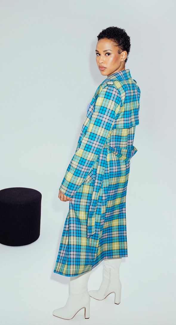 Eliza Plaid Trench Coat