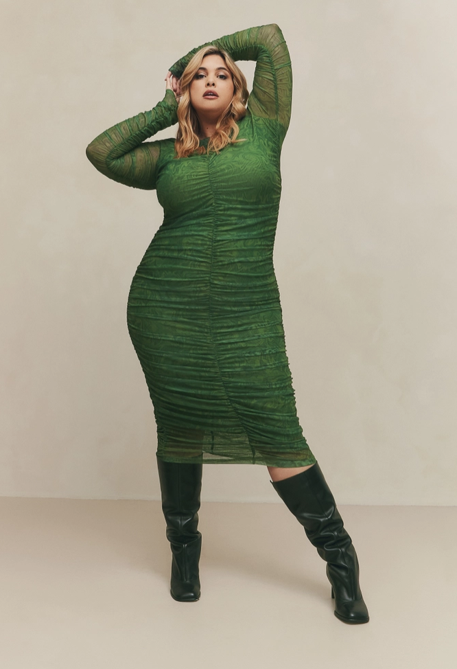 Long Sleeve Mesh Dress