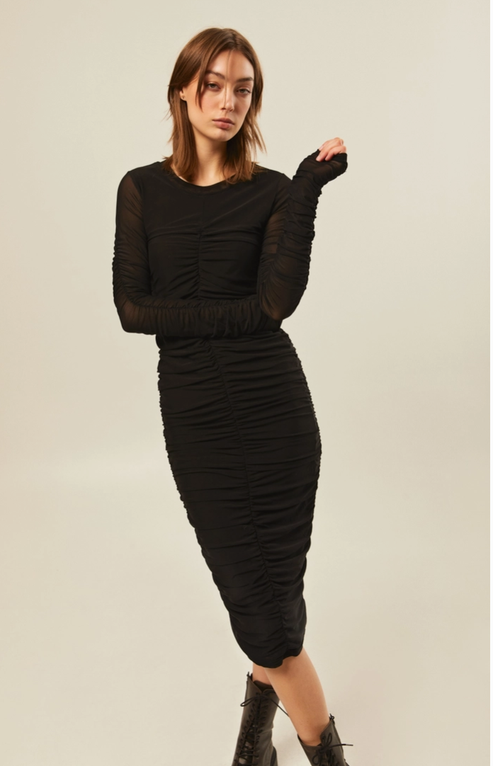 Long Sleeve Mesh Dress