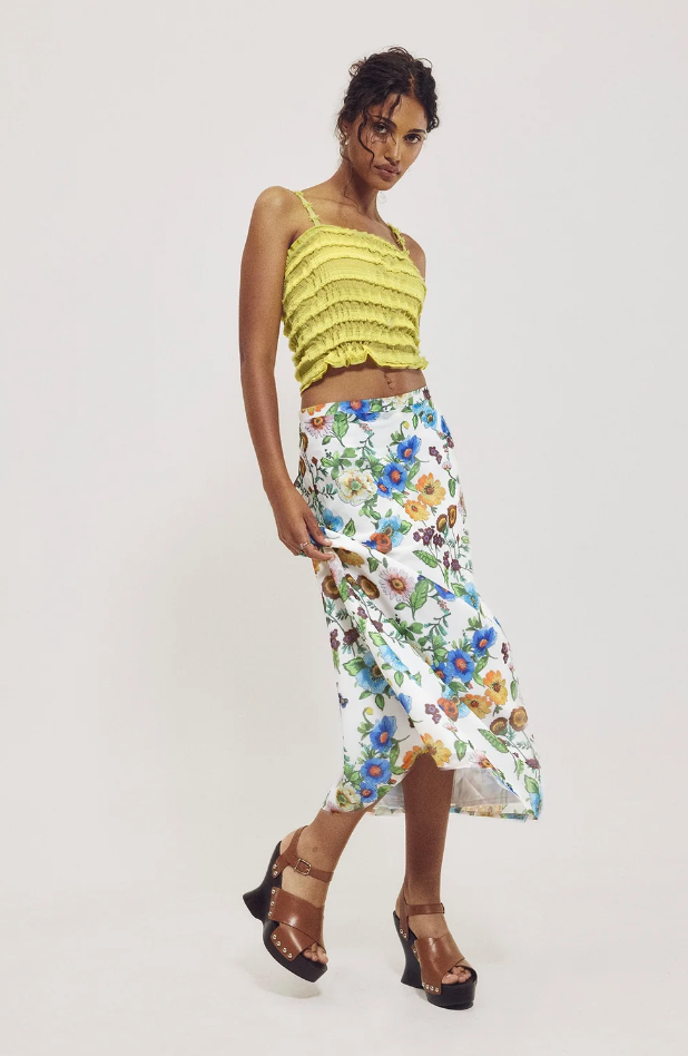 Antique Floral Midi Skirt