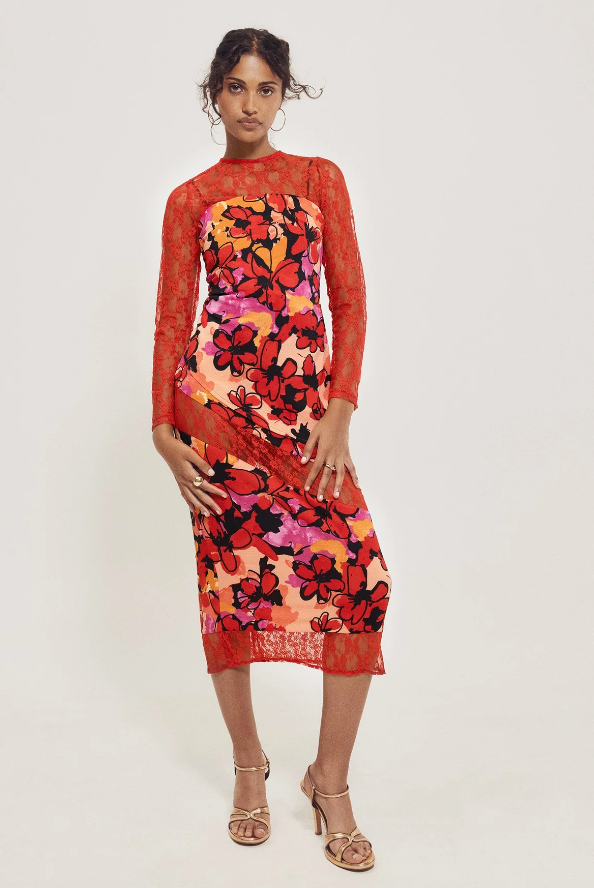 Floral Crepe Strapless Top