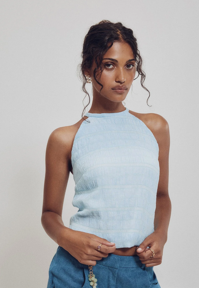 Ruched Chiffon Halter Top