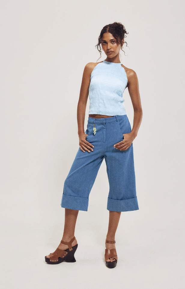 Ruched Chiffon Halter Top