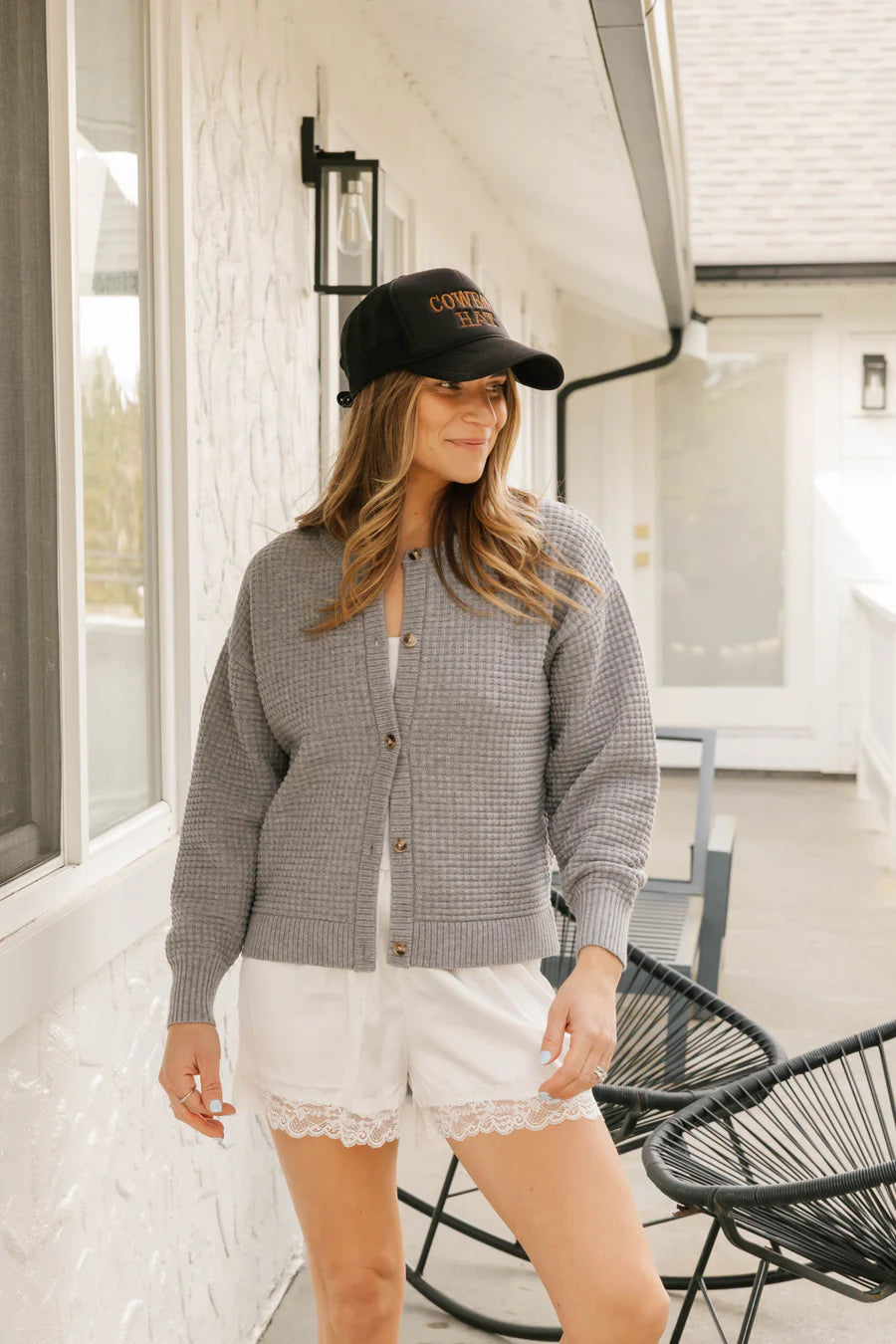 MEGAN WAFFLE CARDIGAN