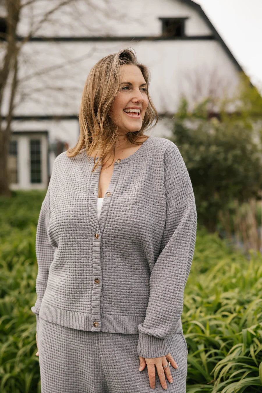 MEGAN WAFFLE CARDIGAN