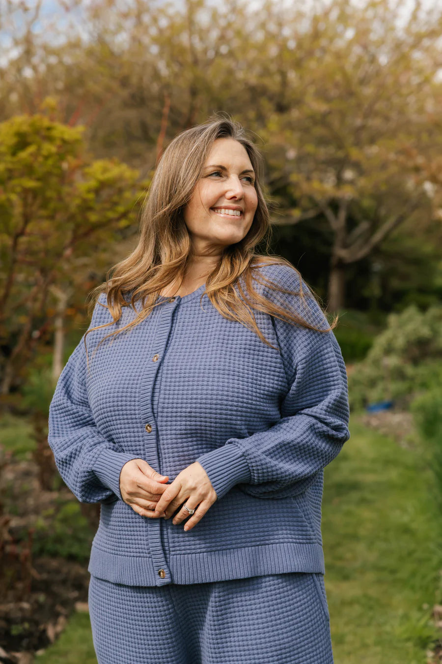 MEGAN WAFFLE CARDIGAN